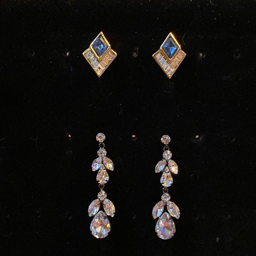 Two pair rhinestone earrings